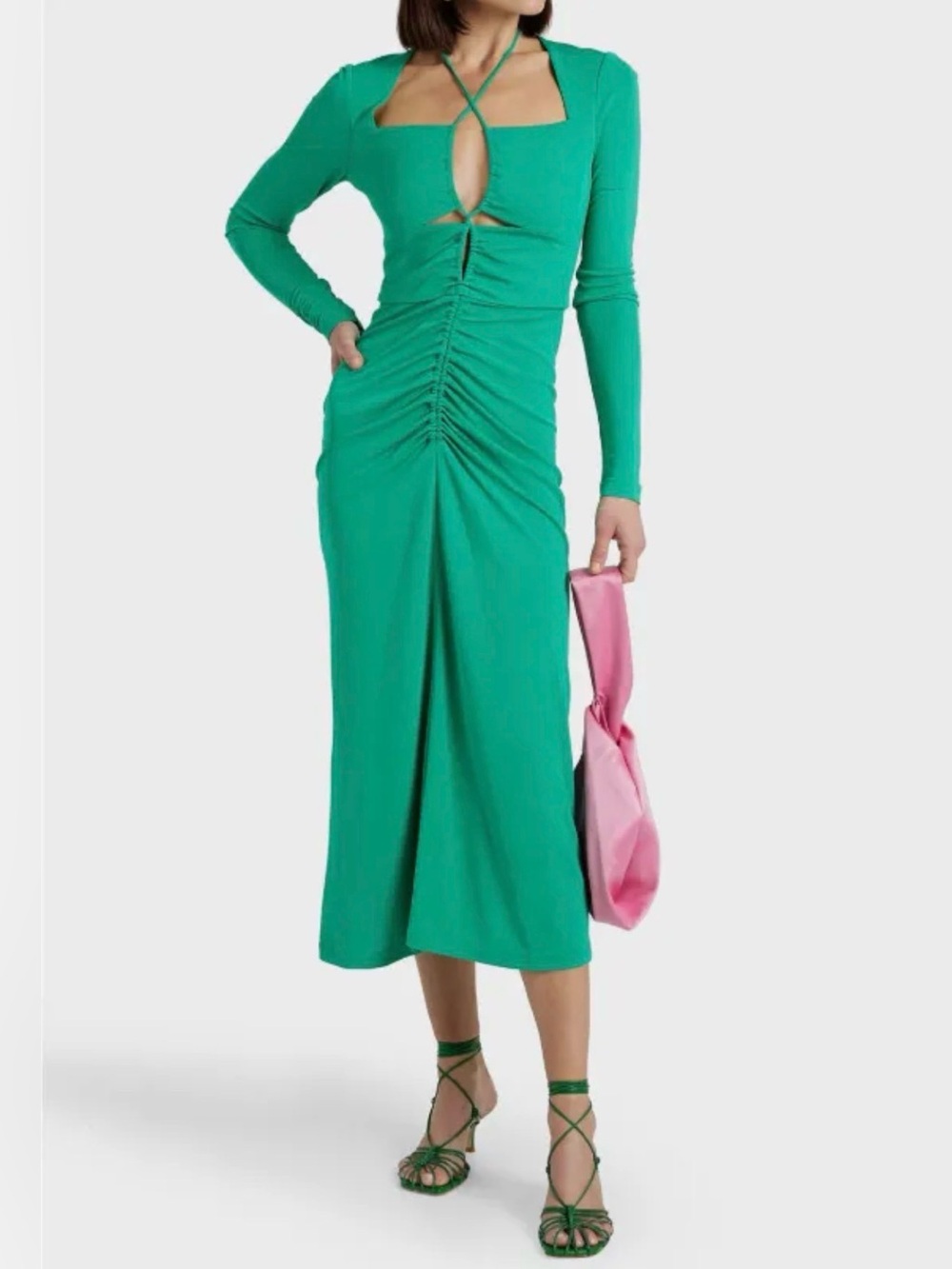Rebecca Vallance Edie Jersey Midi Dress Green Size US 2